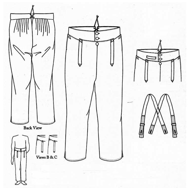 Man's Regency High-Waisted Trousers, Sizes 42-52