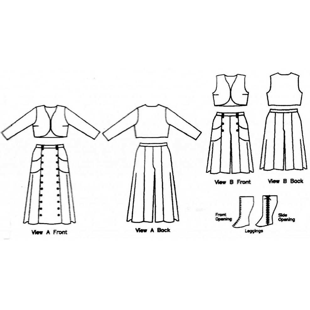Split Skirt with Vest, Jacket, and Leggings