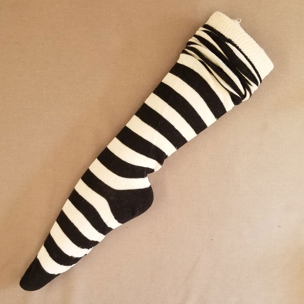 90% Cotton, Horizontal Striped Stockings - Click Image to Close