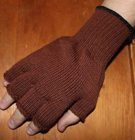 Gloves, 100% Wool, Fingerless, Short - Click Image to Close