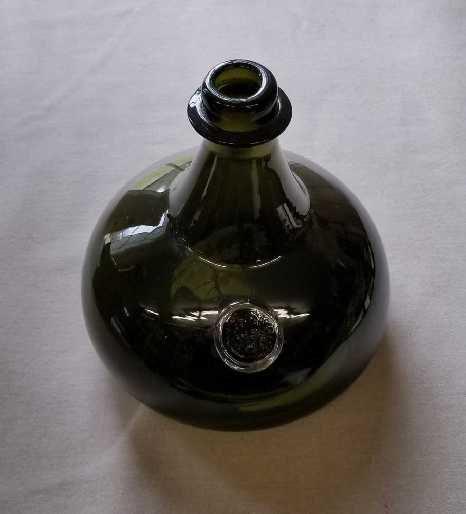 Onion Bottle, Hand Blown, Green